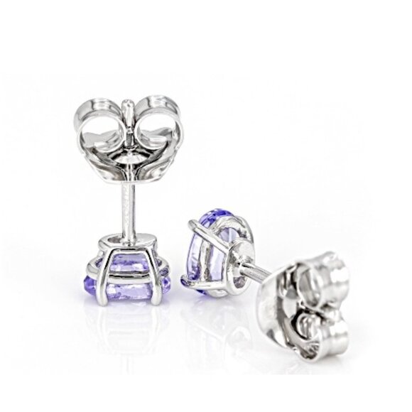NIB - JTV Blue Tanzanite Stud Earrings, Rhodium Over Sterling Silver | 0.94ctw - Picture 3 of 12